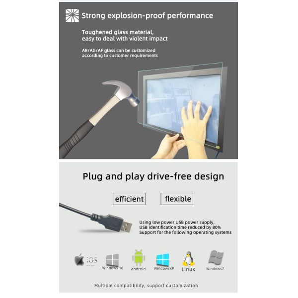 19 Inch Infrared Multi Touch Screen Overlay 16:10 32768x32768
