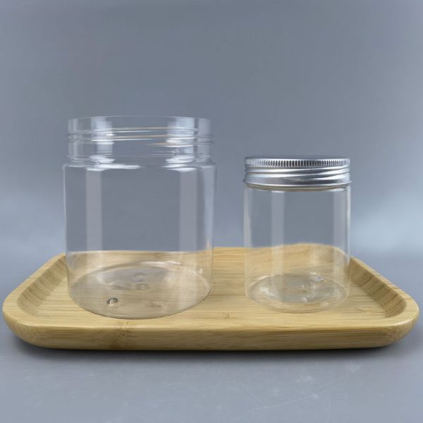 Custom 150ml 250ml 500ml 600ml Empty Clear Plastic PET Cosmetic Cream Body Butter Scrub Jar with Screw Lid