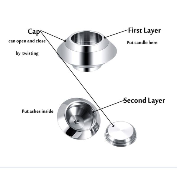 OEM/ODM 316L Stainless Steel Candlestick Urn For Human/Pet Ashes Cremation Urn Jewelry Keepsake Candle Holder Ashes Locket Free Engrave