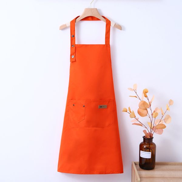 Gender-Neutral Canvas Cotton Apron with Custom LOGO Waterproof Kitchen Bib Work Apron