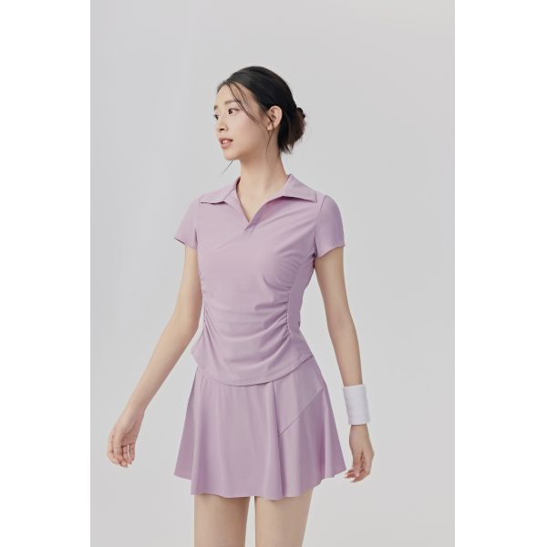 Women's Tennis Polo Shirt and Skirt Set - Breathable Quick-Dry Cream Sportswear for Active Training and Casual Wear
