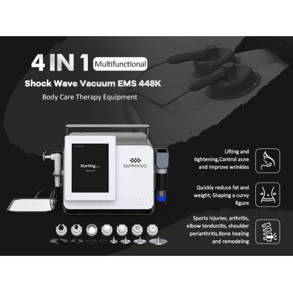 4 en 1 EMS máquina de onda de choque 448K máquina de terapia de vacío para dar forma al cuerpo