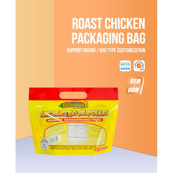 Custom Printed Roasted Chicken Bag Deli Meat Moisture Proof Feature Zipper Plastic Packaging
