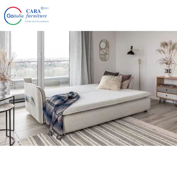 30026 Good Selling Home Hotel Furniture Fabric Sofa Bed Unique Wood Frame Fabric Cover