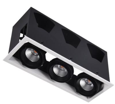 shopping mall rotatable triple heads 3x20W recessed led grille downlight retail shop 3 heads led grille spotlight