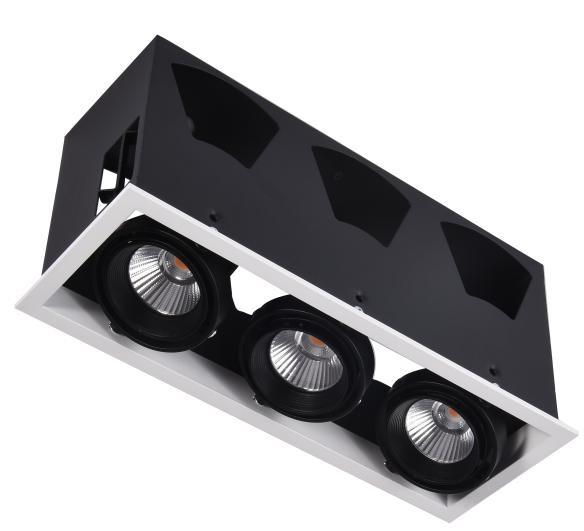 shopping mall rotatable triple heads 3x20W recessed led grille downlight retail shop 3 heads led grille spotlight