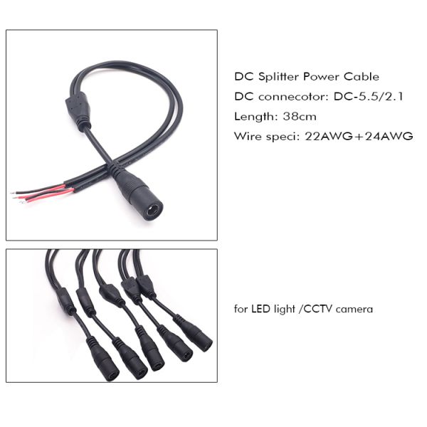 DC mâle femelle 5.5x2.1mm Jack Splitter câble d'extension de puissance pour la lumière LED Caméra de vidéosurveillance