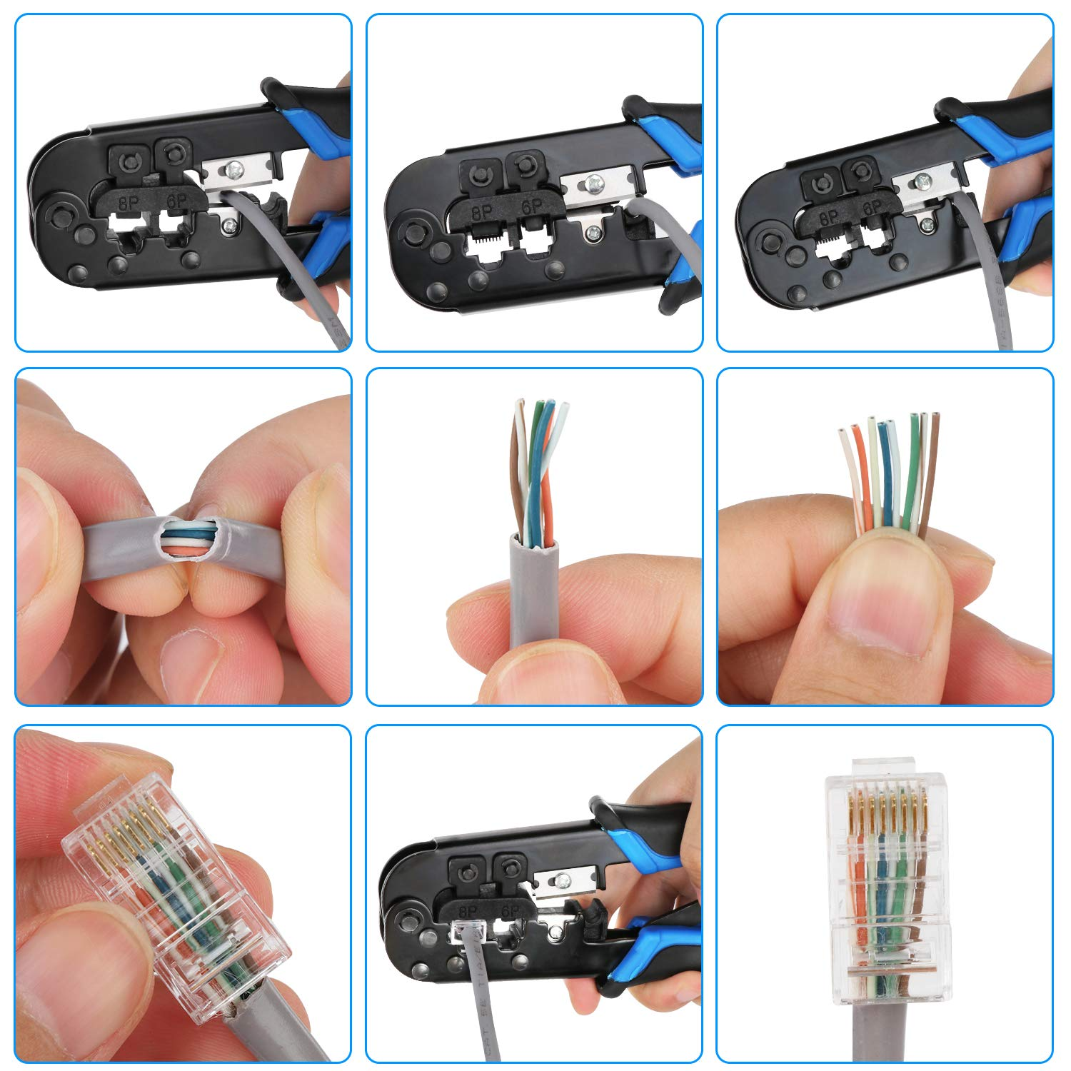 Practical Alloy Ethernet Wire Crimper Fit RJ-11 6P/RJ-12 8P/RJ-45