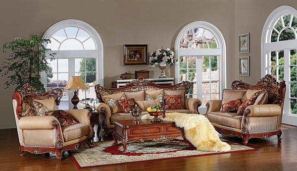 5 Piece Maharaja Luxury Living Room Furniture European French Wood Carving Sofa Set
