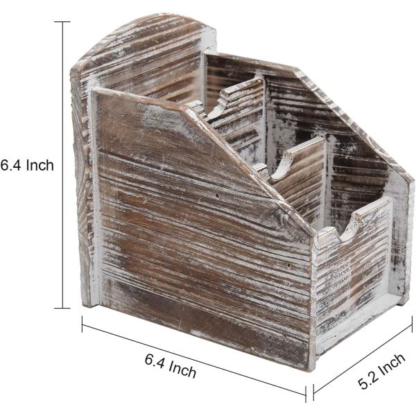 Office Supply Storage Rack Wooden Remote Control Frame Media Organizer in Rustic Style
