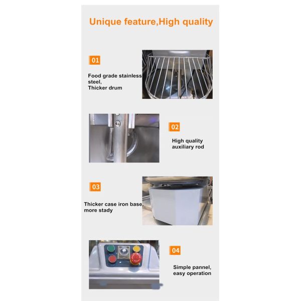 Mélangeur de pâte commercial 21L 40L 64L Mélangeur de pâte en spirale pour cuisine boulangerie