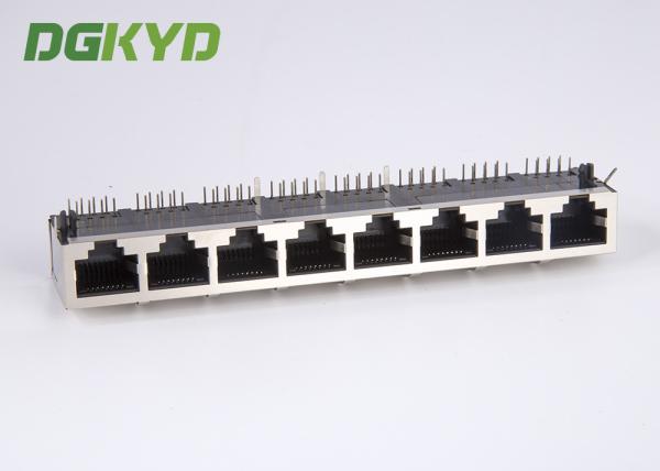 Proteja preto múltiplo Ganged dos conectores do porto RJ45 do porto do ângulo direito 1X8