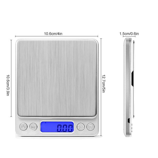 Mesure du poids en acier inoxydable Mini Balance électronique de cuisine 200g-5kg Capacité 0.1g-0.01g Résolution pour le café