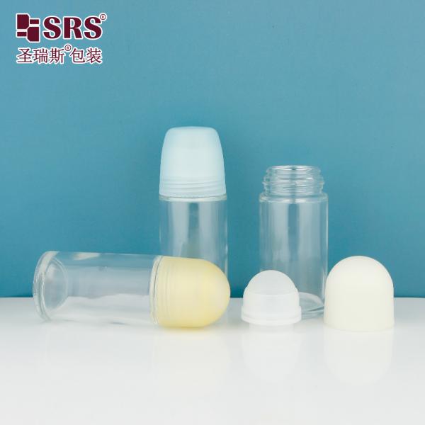 BLPG-C 60ml de venta al por mayor de belleza de vidrio transparente rollo en la botella de embalaje de desodorante con tapa de plástico cúpula