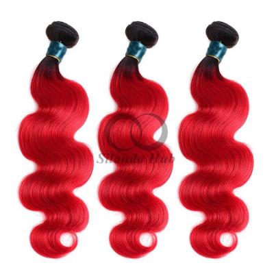 #T1B/Red Body Wave Remy Human Hair Bundles Sew In Weave Bundles Brazilian Bundle Deals