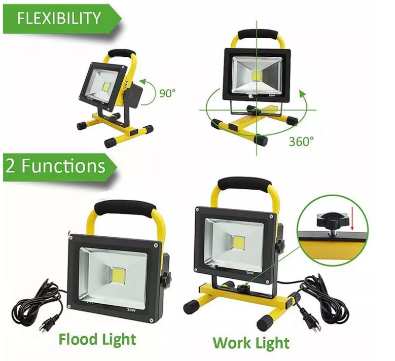 30W Security Outdoor Led Work Lights , Rechargeable Led Flood Light  For Fishing