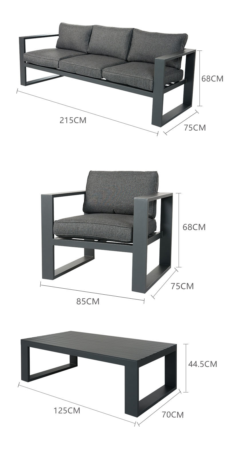 Modern Style Metal Sofa Set with Customizable Options Retail Shops' Must-Have