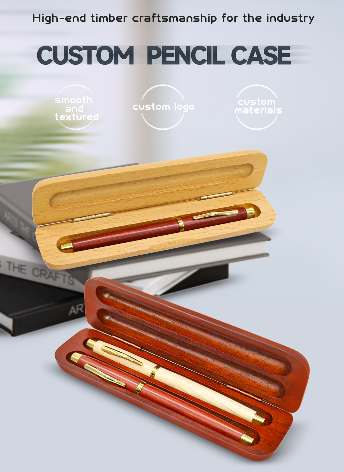 High Quality  Custom Logo Natural Solid Wooden Pen Gift  Box for Business Gift
