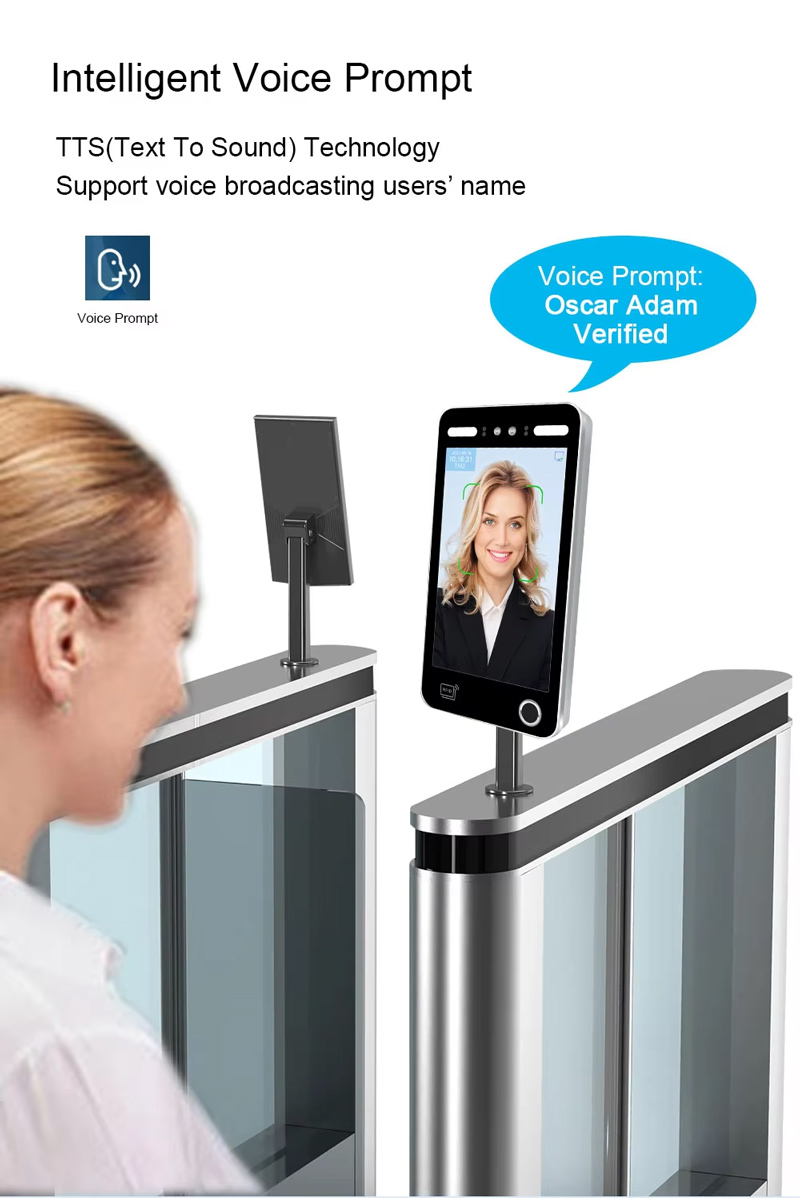 10.1 Inch IPS Screen Biometric Time Attendance Machine Face Recognition Camera IP65 Waterproof Door Lock Access Controlace