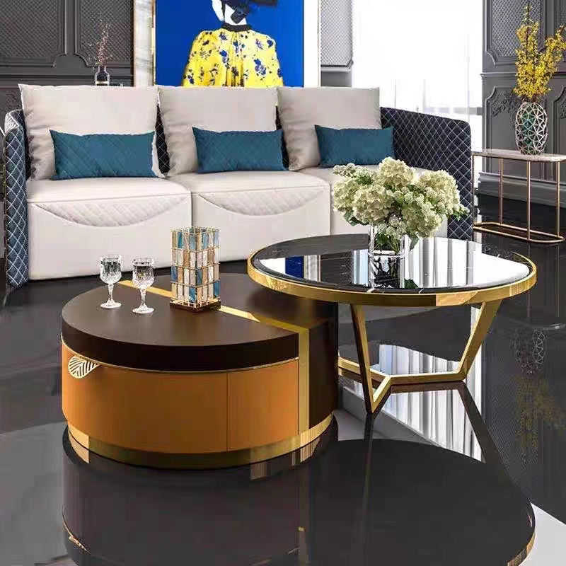 Hotel Custom Modern Marble Luxury Coffee Table With Hidden Storage