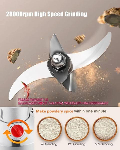 Powder Grinder 300g Electric Grain Mill Grinder Safety Upgraded Spice Grinder Pulverizer Stainless Steel Machine