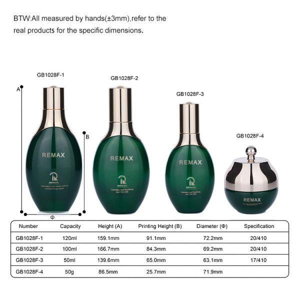 Emballage cosmétique en verre de luxe de 120 ml Lotion verte pour soins personnels