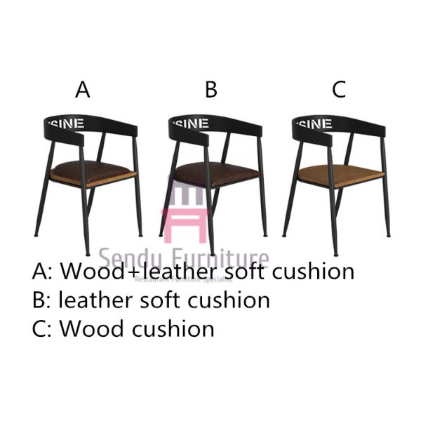 Кожа и металл просторной квартиры обедая стулья, промышленный черный металл обедая стулья с оружиями