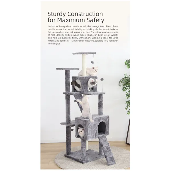 Wood Cat House Scratcher Black Cat Scratching Pole Tower Customized