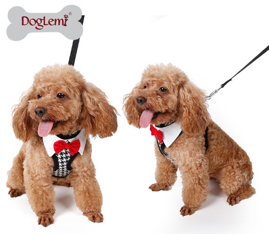 Vest puppies chest harness, fashion bow pet chest back, Teddy bear walking leash；Pet clothes customization,
