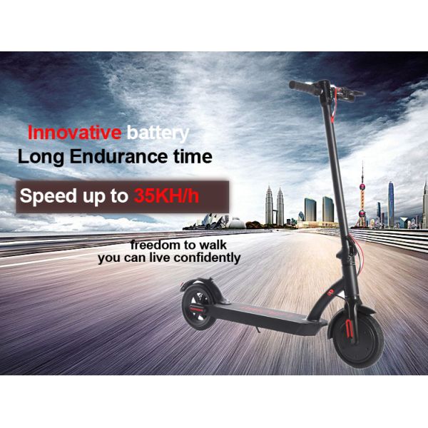 Black 2 Wheel Collapsible Electric Scooter 8.5 Inch CE Certificate