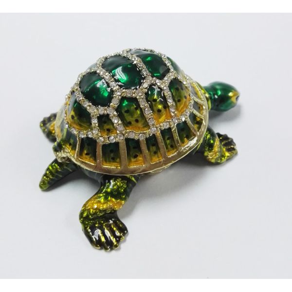 Lucky jeweled trinket boxes green  turtle trinket box metal  turtle jewelry box