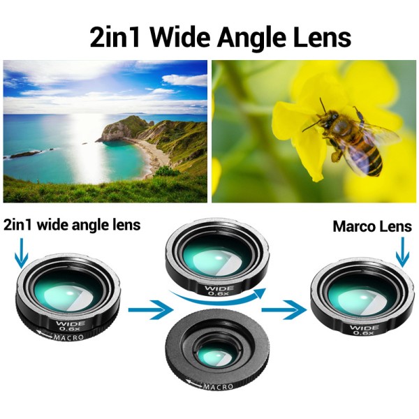 4 In 1 Phone Camera Lens OEM Phone Lens Kit With 28X Telephoto 0.6X Wide Angle and 20X Macro