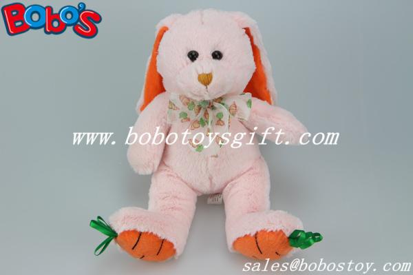 9.5 Pink Plush Bunny Toy With Embroidery Carrot Feet