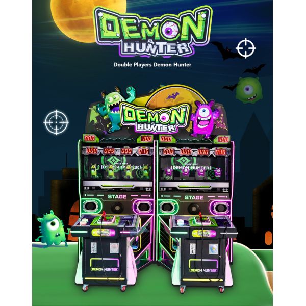 Coin Operated Indoor Play Equipment For Adults Children Shooting Game Double Players Demon Hunter