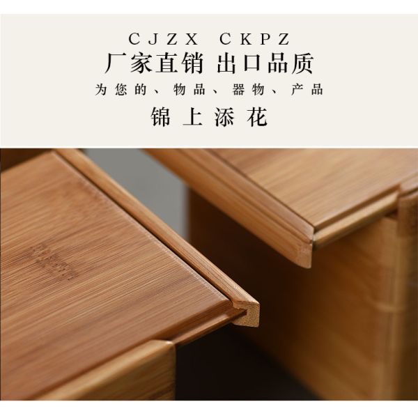Multi Compartments Tea Bag Organizer Wooden Box with Bamboo and Polyester Construction