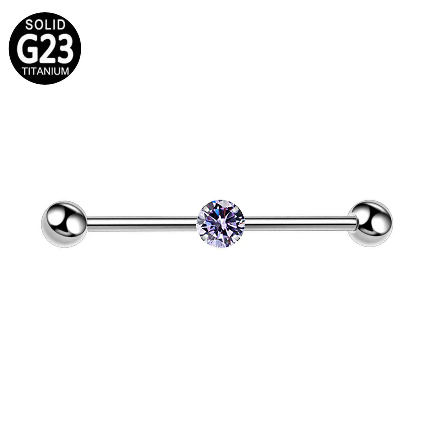 G23 titanium Industrial Barbells ear bridge with Bezel CZ ear bone nail TB0327