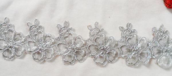 Gold Wire Embrodery Lace Edge with Cord Embroidery Sliver Lace Trim