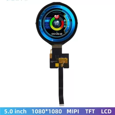 5 Inch Round LCD Display, 1080x1080 50 Pins MIPI Interface 350CD/M2