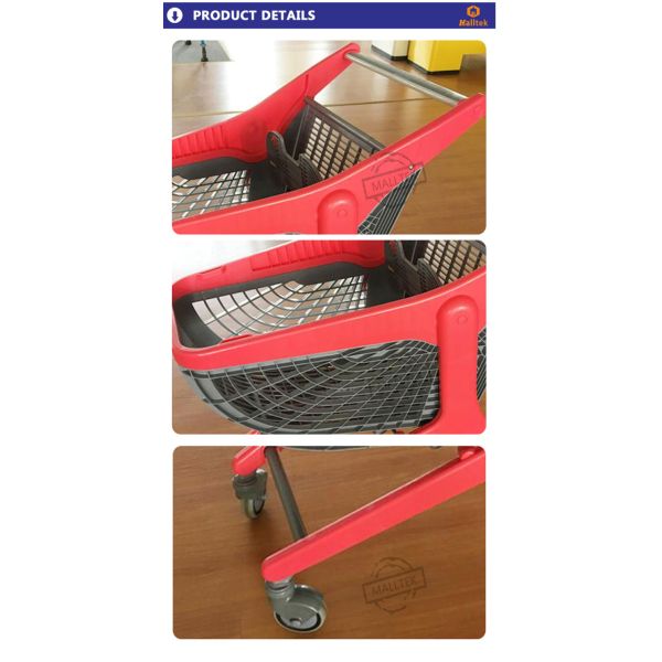 80 Liter/80 Kgs Fan Shaped Plastic Shopping Trolley Cart For Supermarket