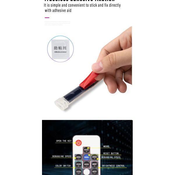 RVB bleu sans fil 12v a mené les lumières des véhicules à moteur de tube au néon de bandes de lumière pour les voitures 6W