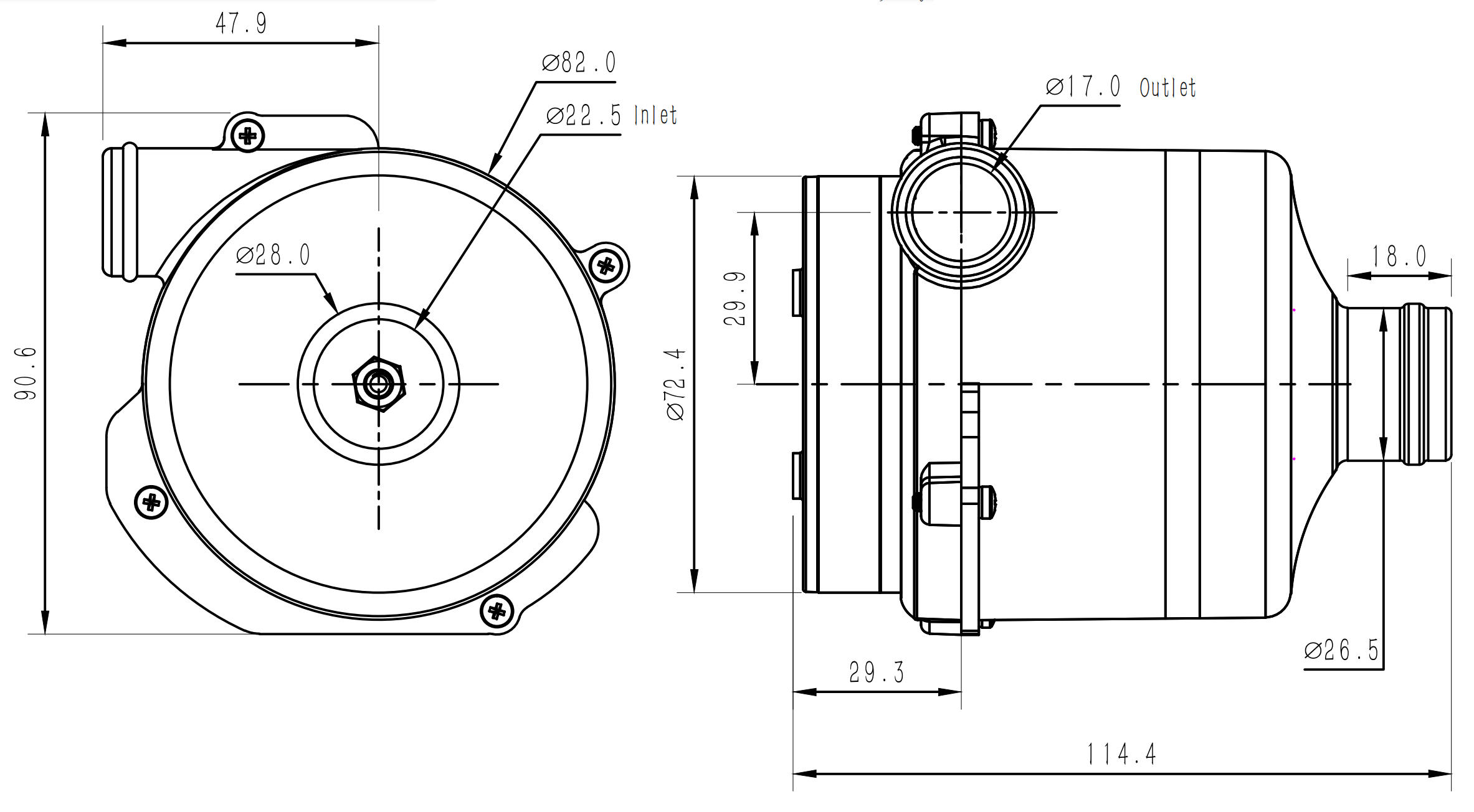 48VDC 8Kpa 24000rpm 20m3/h Бесбросовый постоянный вентилятор OWB9290B-48V для воздушного насоса