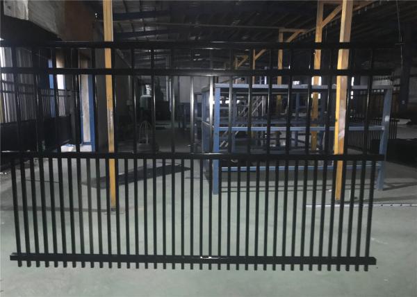 Steel fence 2100mmx2400mm Panels Stain Black Interpon Powder Rail 40mm and 50mm Upright 25mm