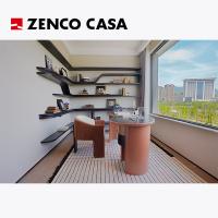 Conjunto de mobiliário de estudo com secretária laranja-vermelha e cadeira de livro para apartamento