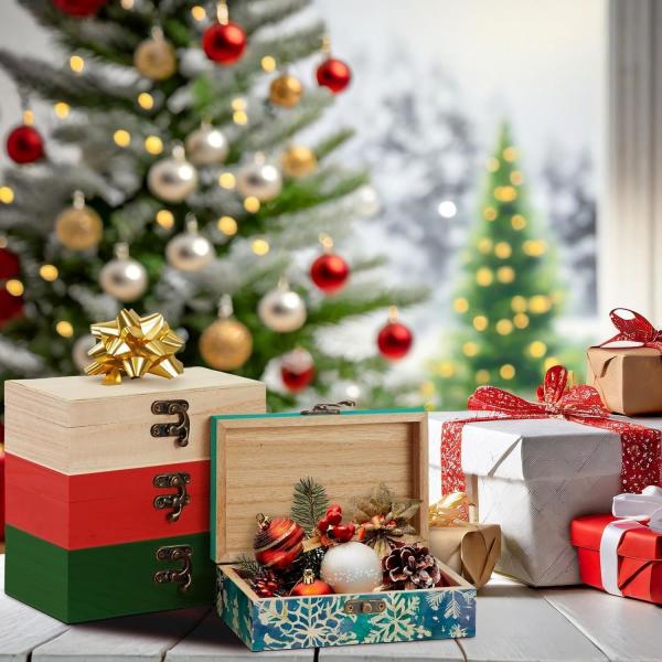 Unfinished Wooden Boxes for Crafts with Hinged Lids and Front Clasps, Jewelry, Crafts, Storage