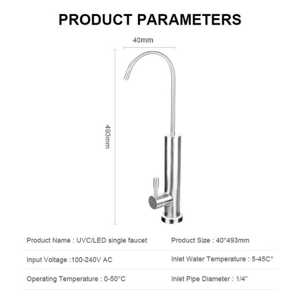 High Quality Long Handle Drinking Modern 304 Stainless Steel Sink Taps Kitchen Faucet With UV