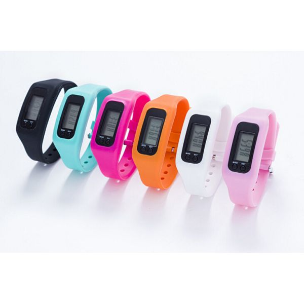 ROHS Silicone Pedometer 1ATM LED Digital Watch Sport