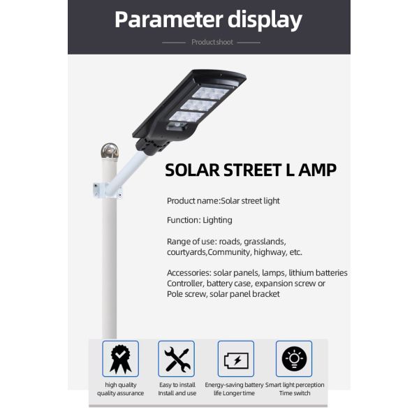 30w 100w 150w 120 Watt LED Solar Integrated Lamp Light Road Cap Fixed With Hoop
