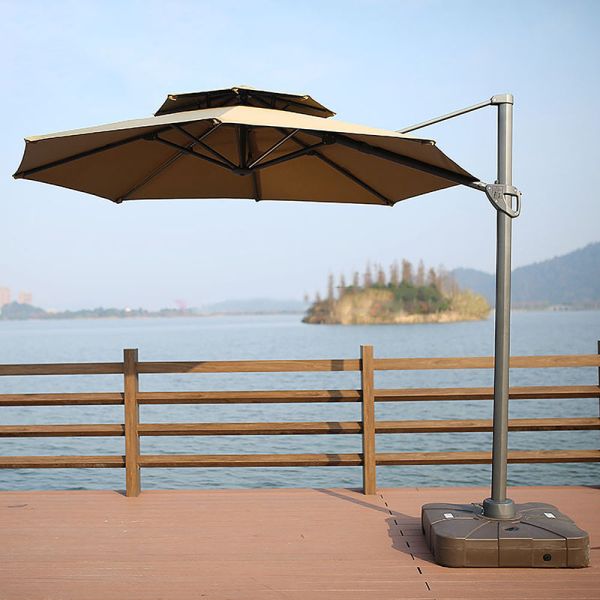 Modern Design Aluminum Pole Outdoor Sun LED Light Patio Roma Parasol for Garden Shade