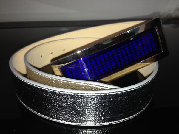 Silver belt with Flashing LED message belt bucke