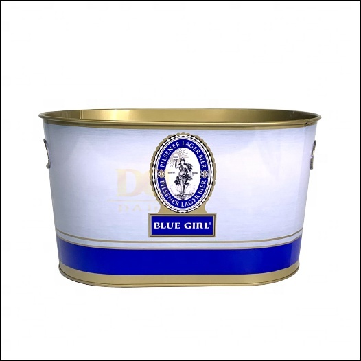 DADI 5L Round Metal Tin Ice Bucket with Glossy Finish and Offset Printed Custom Logo for 6 Bottles Beer